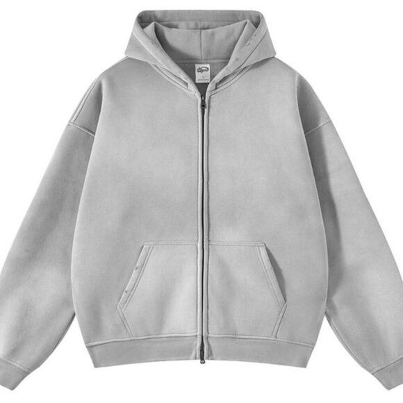 Oversized Zip Up Hoodie Vintage Unisex Acid Wash Y2K Streetwear Sweatshirt